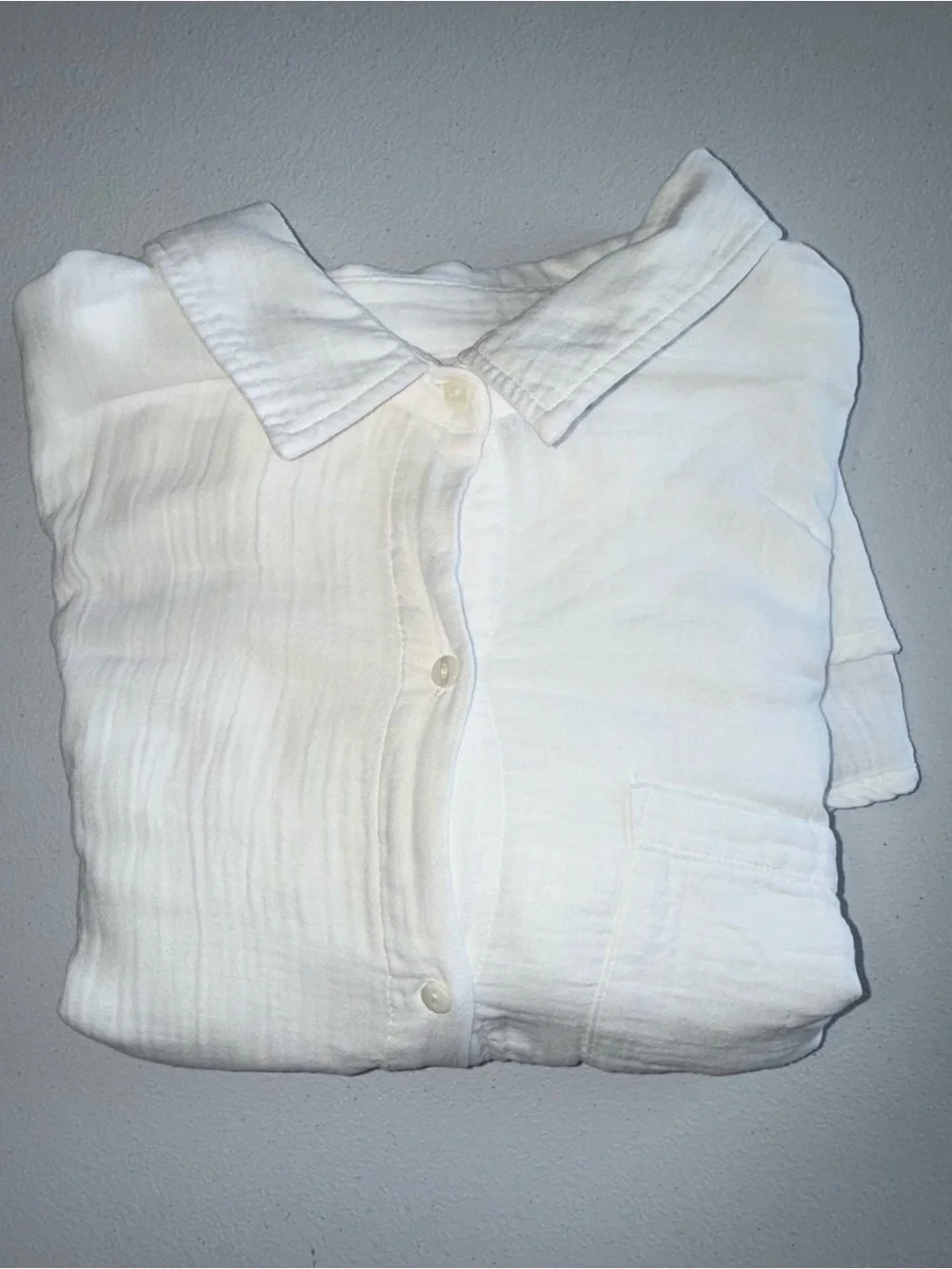 Cotton Gauze Button Down Shirt XL White Long Sleeve Lightweight - Picture 2 of 15